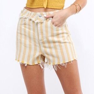 TOAST JEANS | Striped Cut Off High Waisted Shorts Sz S